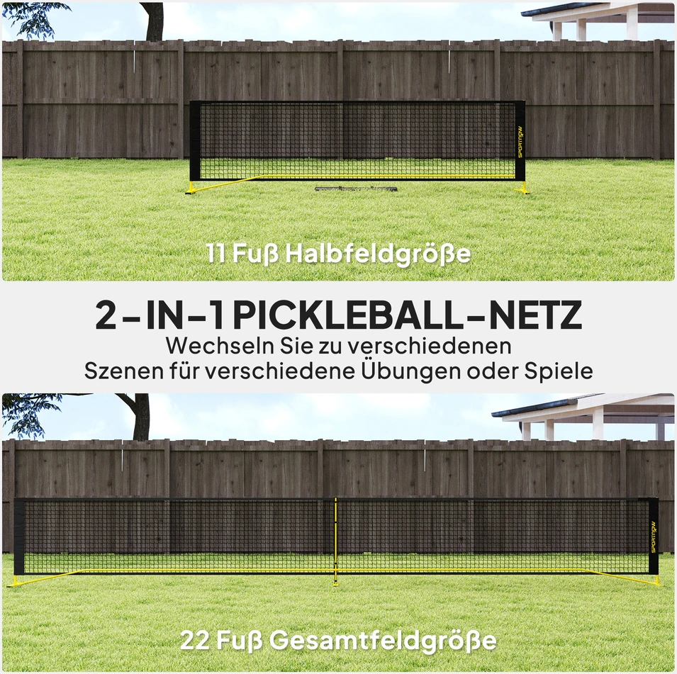 SPORTNOW nešiojamas Pickleball tinklas, 6,7 m, su nešiojimo krepšiu, metaliniu rėmu, skirtas vidaus ir lauko naudojimui, geltonas