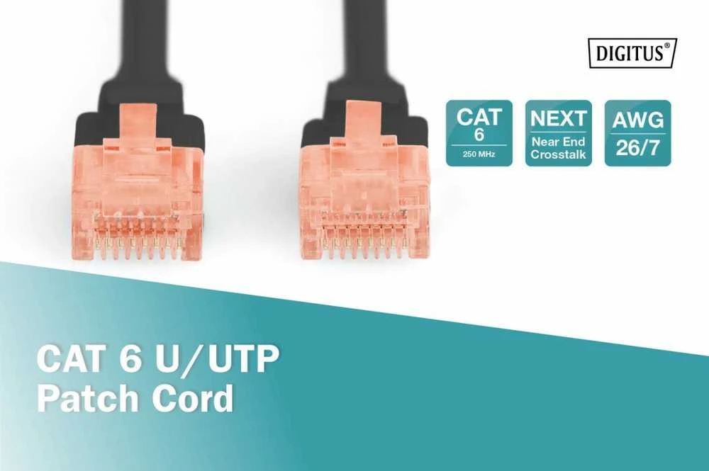 DIGITUS DK-1612-050/BL Premium CAT 6 UTP patch kabelis Ilgis 5,0m Spalva juodas