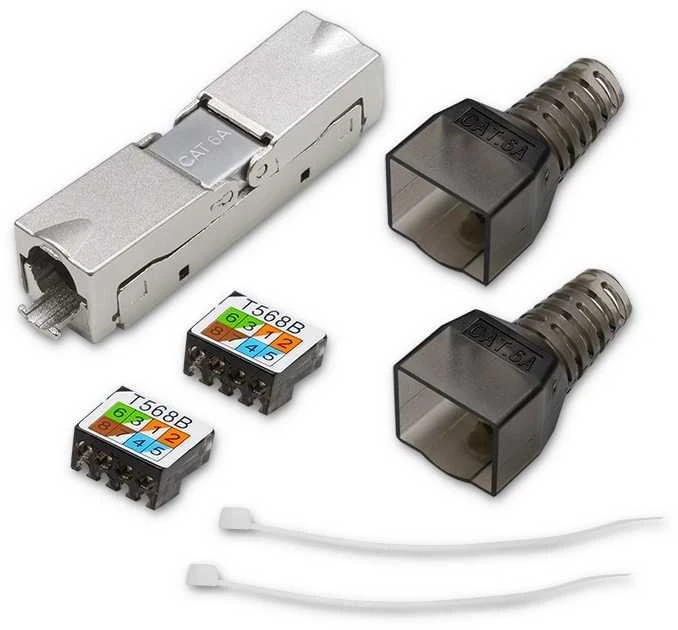 Tinklo laidas Kištukas rj45 be įrankių stp cat6a lizdas kaištis t568b t568a Qoltec