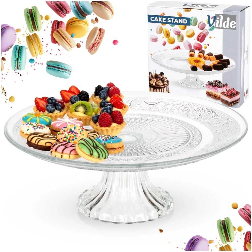 Vilde Tortų stovas 25 cm stiklinis su kojelėmis