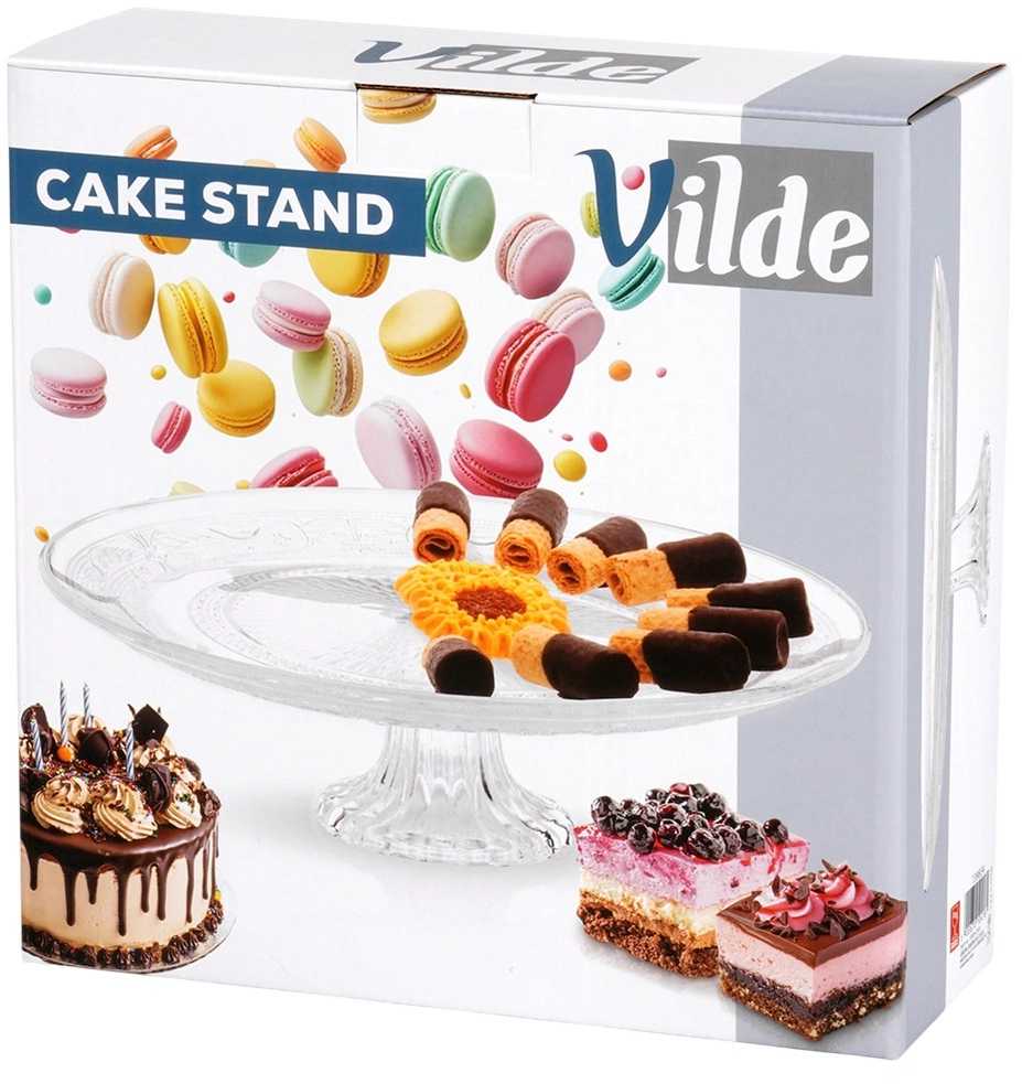 Vilde Tortų stovas 25 cm stiklinis su kojelėmis