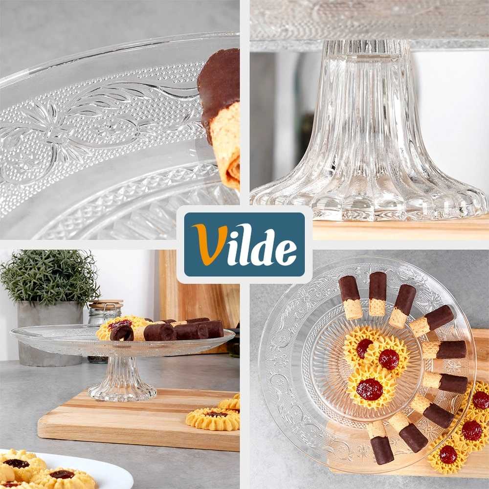 Vilde Tortų stovas 25 cm stiklinis su kojelėmis