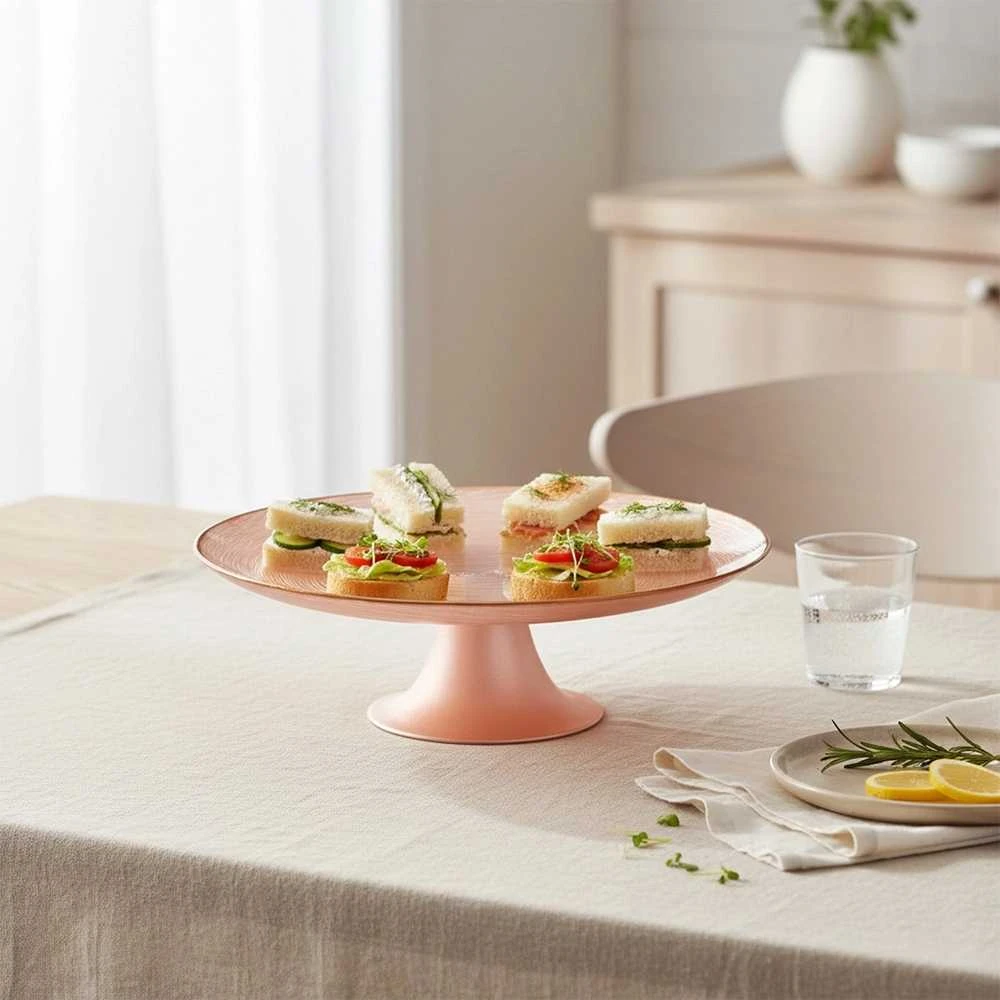 Home Styling Collection Elegantiška tortų lėkštė su stovu 21 cm rožinė