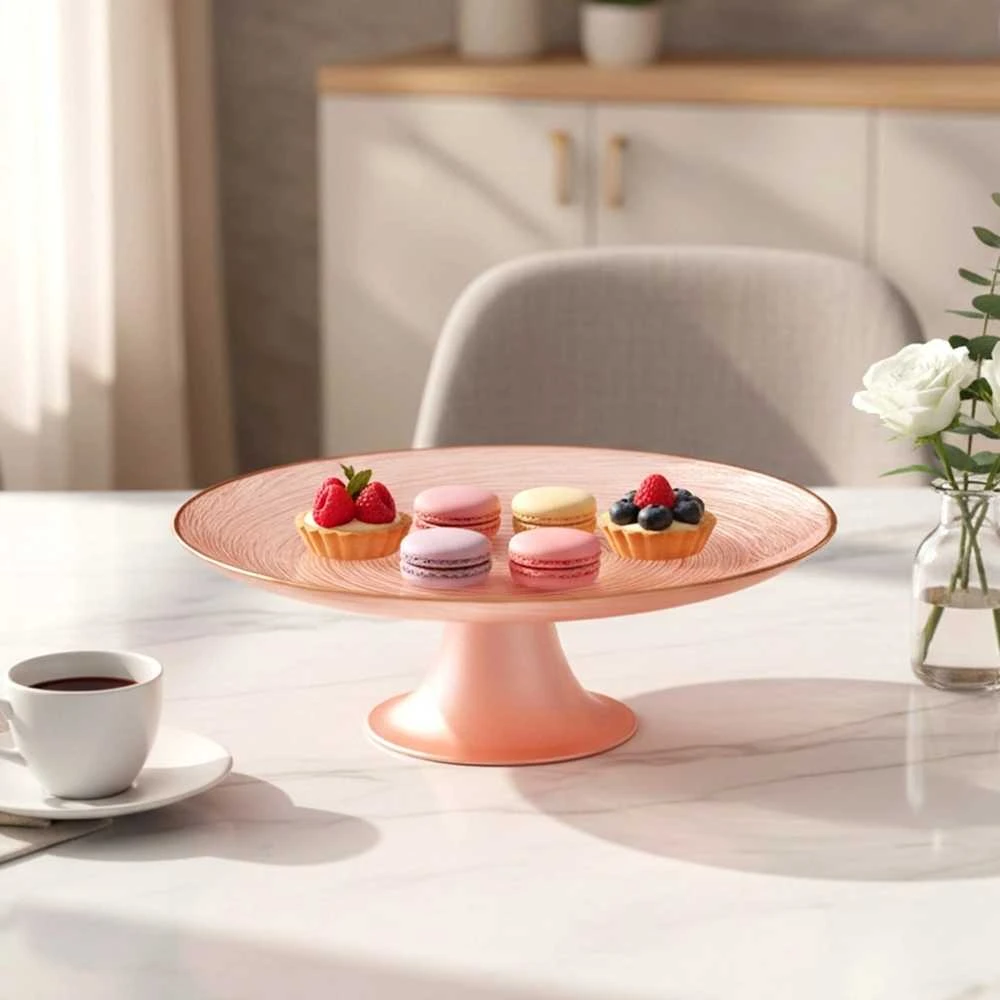 Home Styling Collection Elegantiška tortų lėkštė su stovu 21 cm rožinė