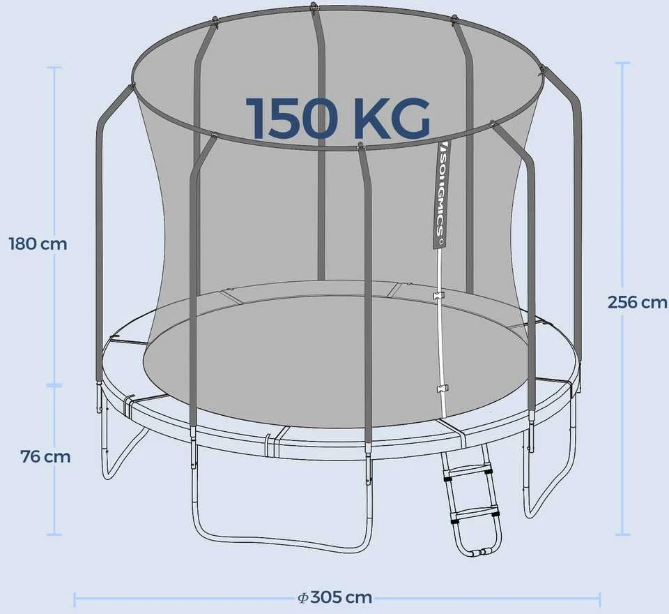 Songmics Trampolin 305 cm, Gartentrampolin, mit Sicherheitsnetz
