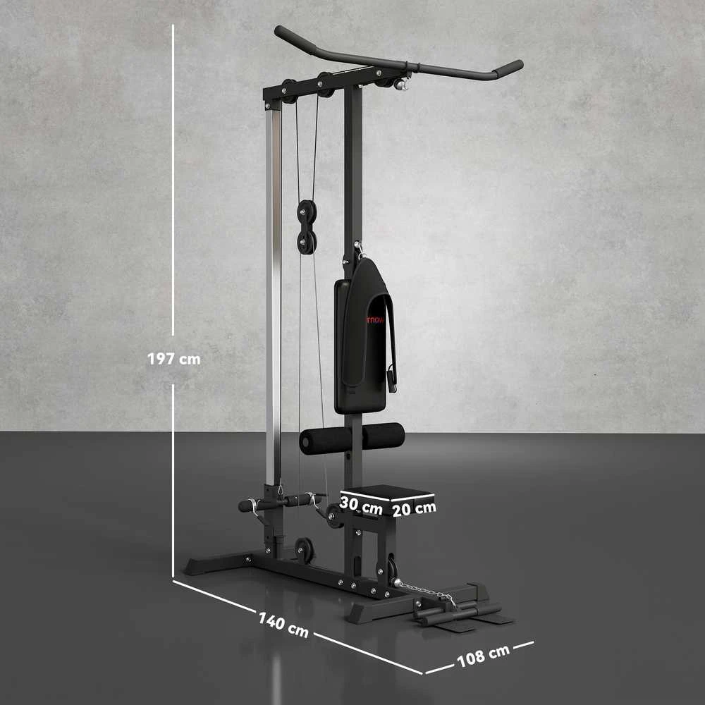SPORTNOW daugiafunkcė jėgos treniruoklių stotis namams, su skersiniu nugaros treniruotėms ir lynų sistema, su svoriais iki 50 kg, skirta sporto salėms namuose
