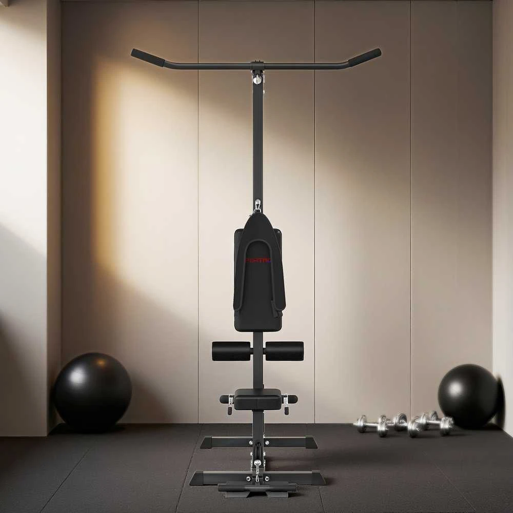 SPORTNOW daugiafunkcė jėgos treniruoklių stotis namams, su skersiniu nugaros treniruotėms ir lynų sistema, su svoriais iki 50 kg, skirta sporto salėms namuose