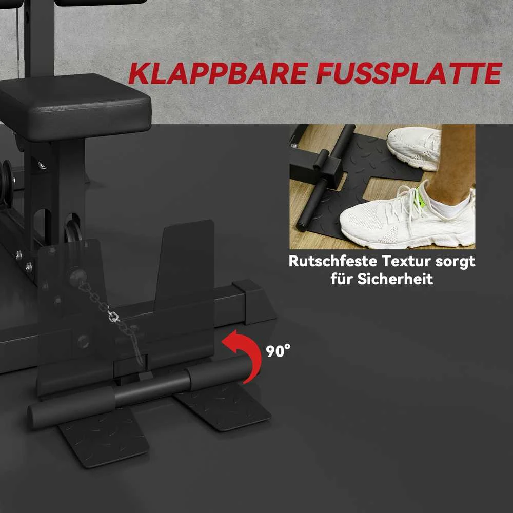 SPORTNOW daugiafunkcė jėgos treniruoklių stotis namams, su skersiniu nugaros treniruotėms ir lynų sistema, su svoriais iki 50 kg, skirta sporto salėms namuose