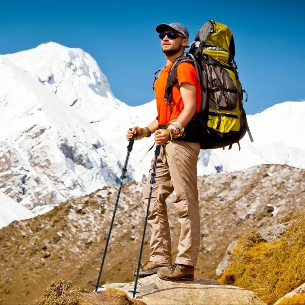 Trekking lazdos Juoda Geltona 2 vnt.