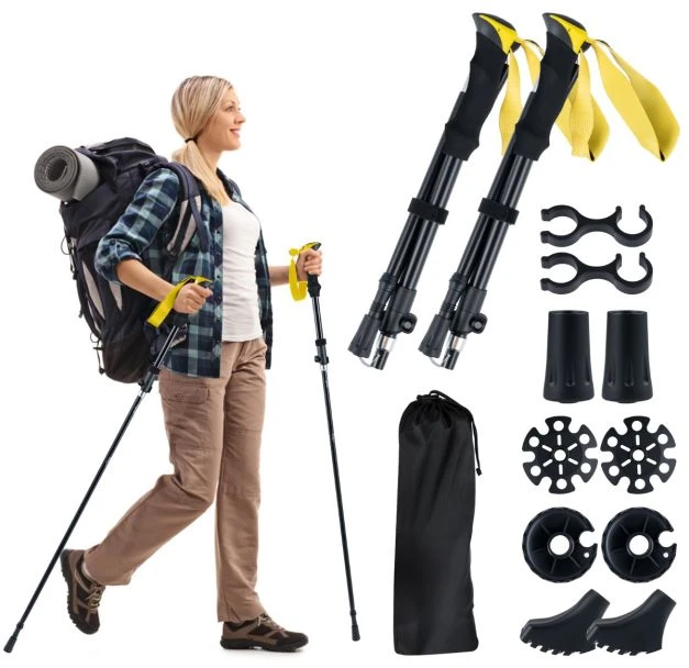 Trekking lazdos Juoda Geltona 2 vnt.