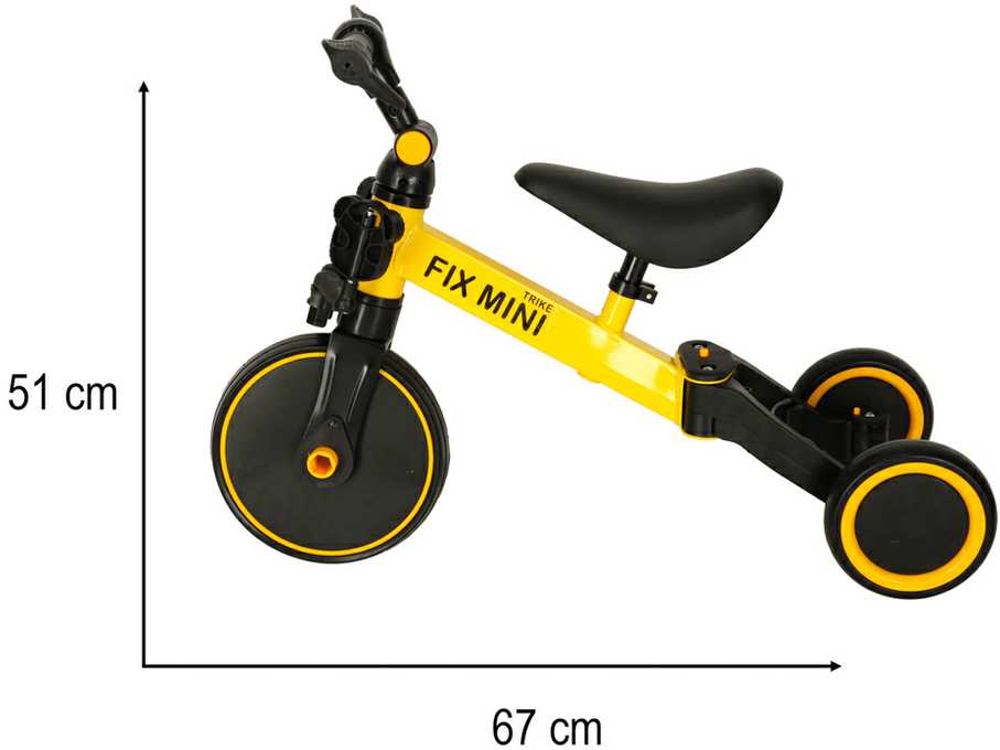 Trike Fix Mini krosinis triratukas 3in1 su pedalais geltonas