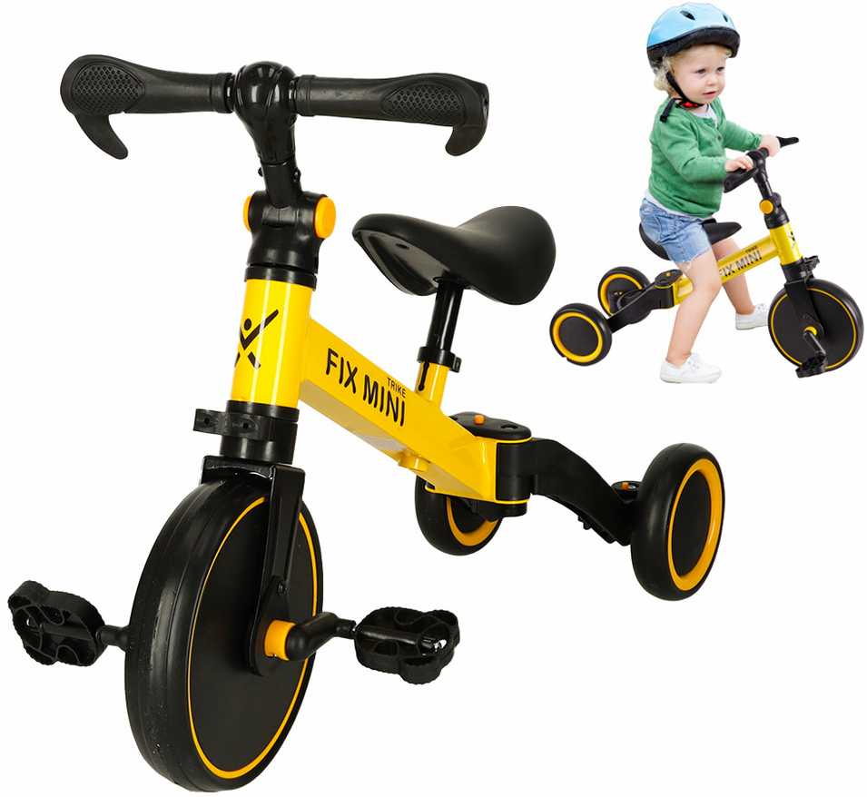 Trike Fix Mini krosinis triratukas 3in1 su pedalais geltonas