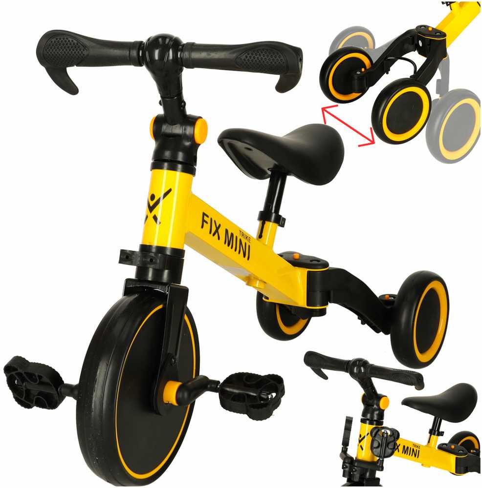 Trike Fix Mini krosinis triratukas 3in1 su pedalais geltonas