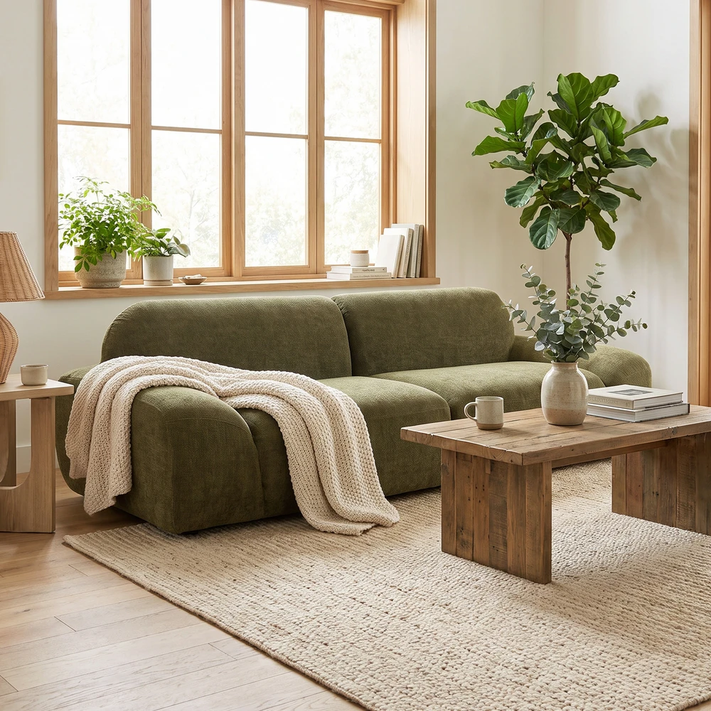 Trivietė sofa, berėmė, tamsiai žalia, 244 × 95 × 70 cm