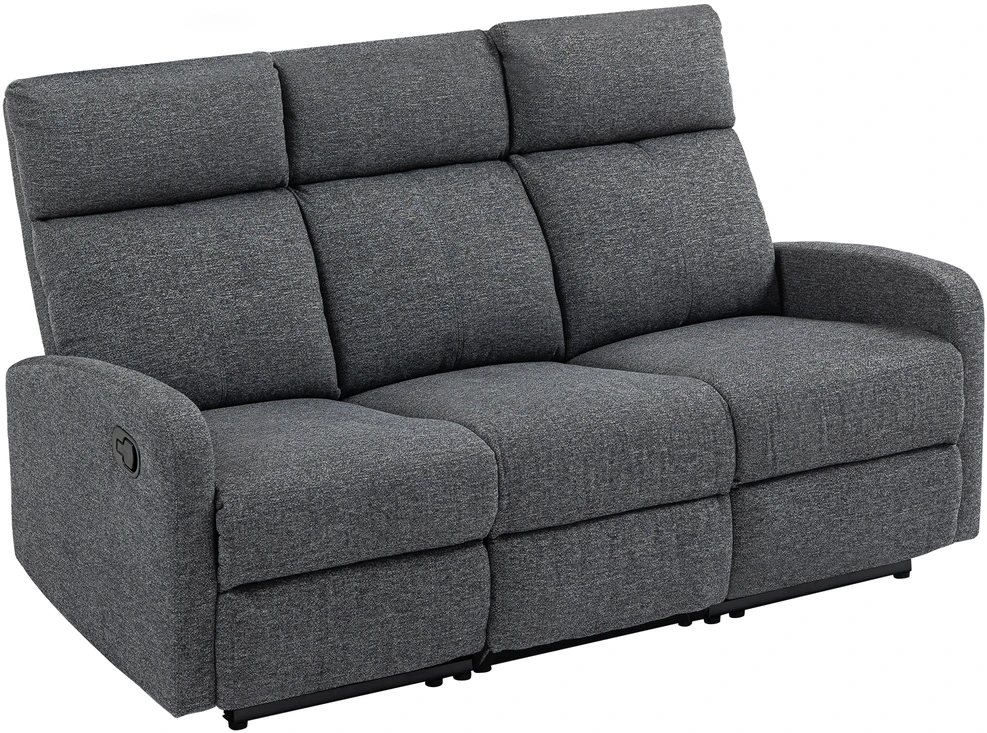 Fotelis HOMCOM 3 vietų sofa, individualiai reguliuojamos nugaros atramos, kojų atramos, audinio apmušalai, metalas, pilka