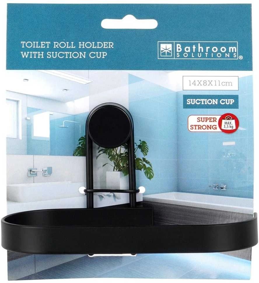 Bathroom Solutions WC popieriaus laikiklis su siurbtuku, juodas metalas