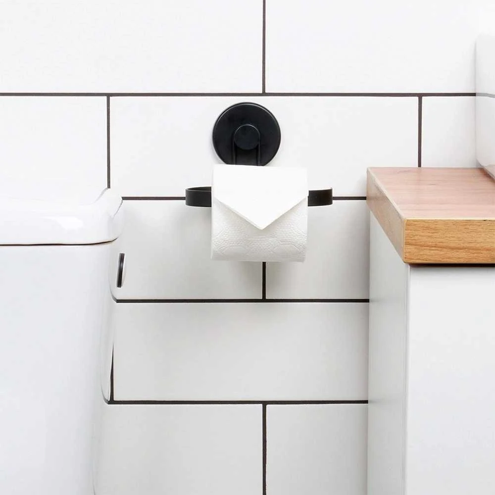 Bathroom Solutions WC popieriaus laikiklis su siurbtuku, juodas metalas