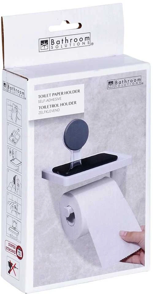 Home Styling Collection Bathroom Solutions Tualetinio Popieriaus Laikiklis su Lentynėle - Baltas