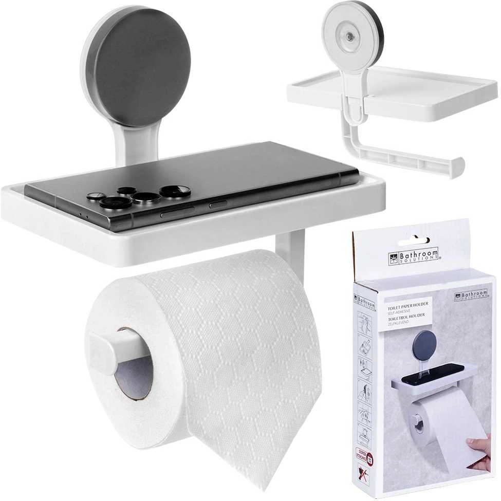 Home Styling Collection Bathroom Solutions Tualetinio Popieriaus Laikiklis su Lentynėle - Baltas