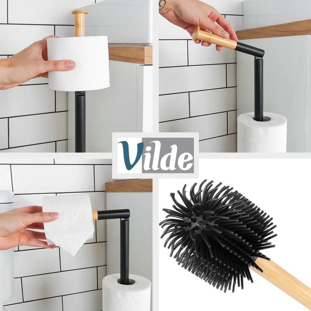 Tualetinio popieriaus laikiklis su šepečiu Vilde 66 cm, juodas