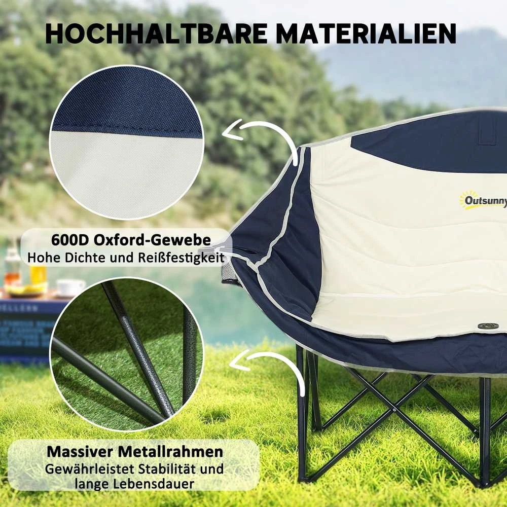 Turistinis krėslas 2 vietų mėlynas