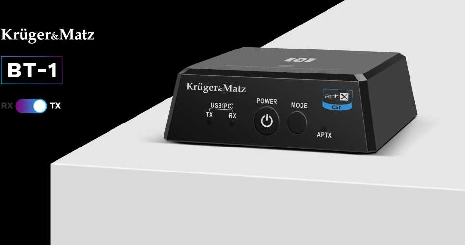 Kruger & Matz 2in1 Bluetooth HiFi garso imtuvas ir siųstuvas (Apt-X, NFC) BT-1 modelis