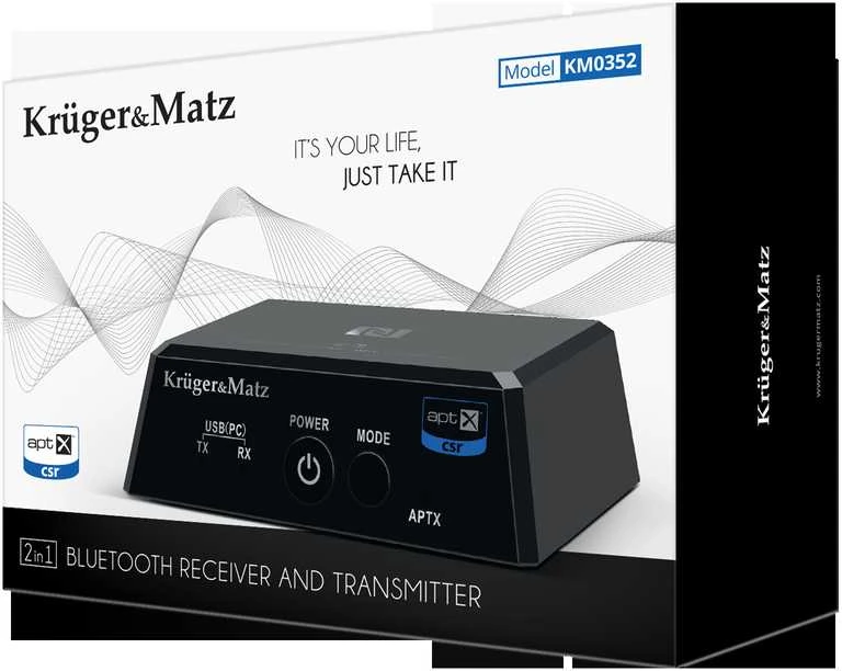 Kruger & Matz 2in1 Bluetooth HiFi garso imtuvas ir siųstuvas (Apt-X, NFC) BT-1 modelis