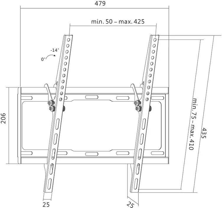 „Logilink BP0012 TV“ sieninis laikiklis, 32–55", pakreipimas -14°, 25 mm