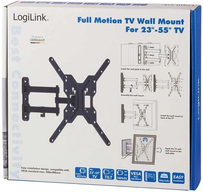 Logilink BP0016 televizorius Sieninis laikiklis, 23"-55", pakreipimas +15°-15°,pasukamas +-90°, 395mm | Logilink