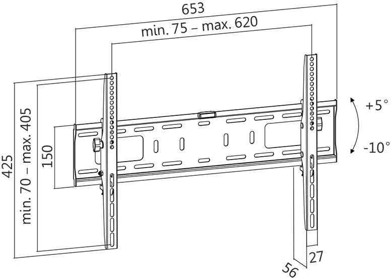 Laikiklis Logilink BP0018 TV Wall mount, 37"-70", tilt+5°-10°, 56mm | Logilink