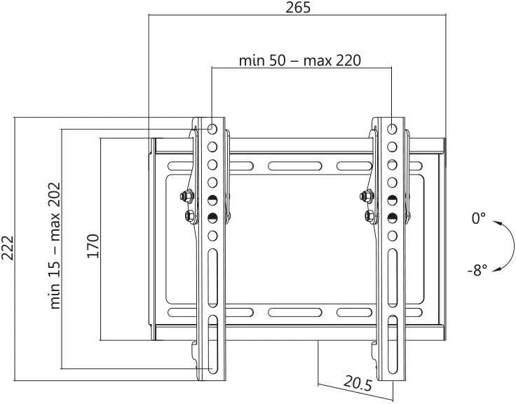 LOGILINK BP0035 LOGILINK - televizoriaus sieninis laikiklis, pakreipiamas -8 /0 , 23 - 42, maks. 35 kg