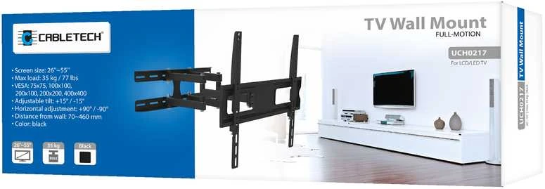 Cabletech Sieninis laikiklis 26-55 colių juodas LPA52-09446 (vertikalus ir horizontalus reguliavimas)