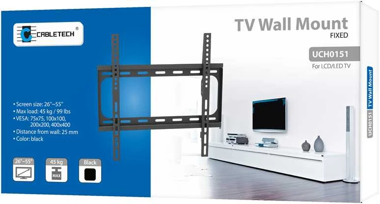 Cabletech Laikiklis sieninis fiksuotas TV 32-55" (maks. 40kg)