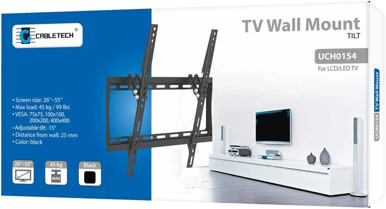 Cabletech Laikiklis sieninis pakreipiamas TV 32-55" (maks. 35kg)