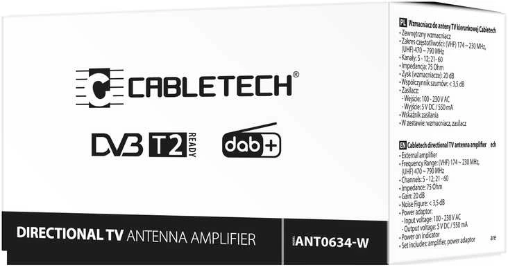 Cabletech kryptinės TV antenos stiprintuvas ir maitinimo šaltinis