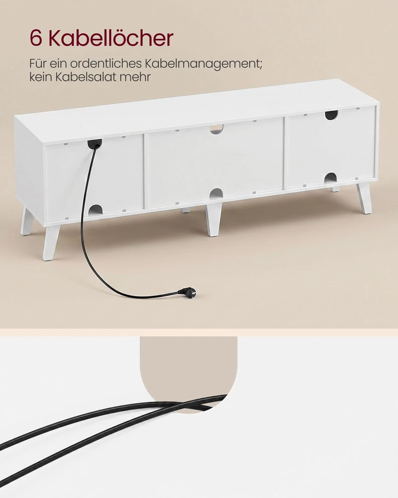 Songmics TV staliukas su reguliuojama lentyna, baltas, 147 x 39 x 50,1 cm