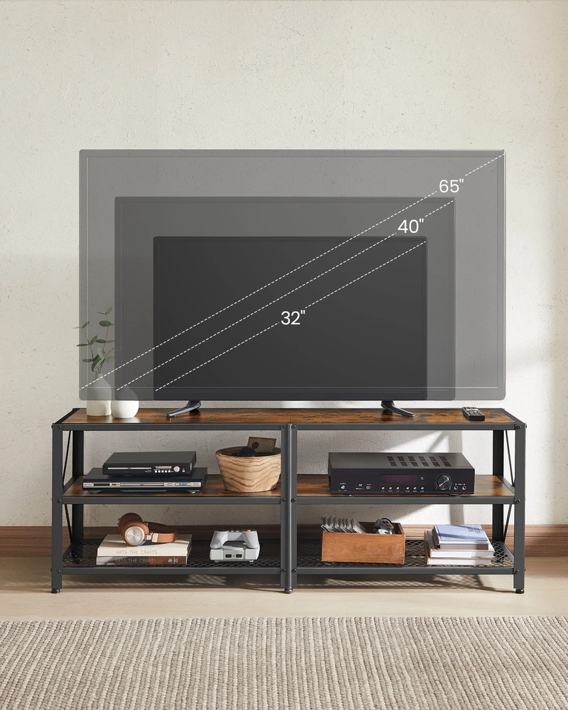 Leobert TV staliukas su reguliuojamomis kojelėmis, rudos ir juodos spalvų, 140 x 40 x 52 cm