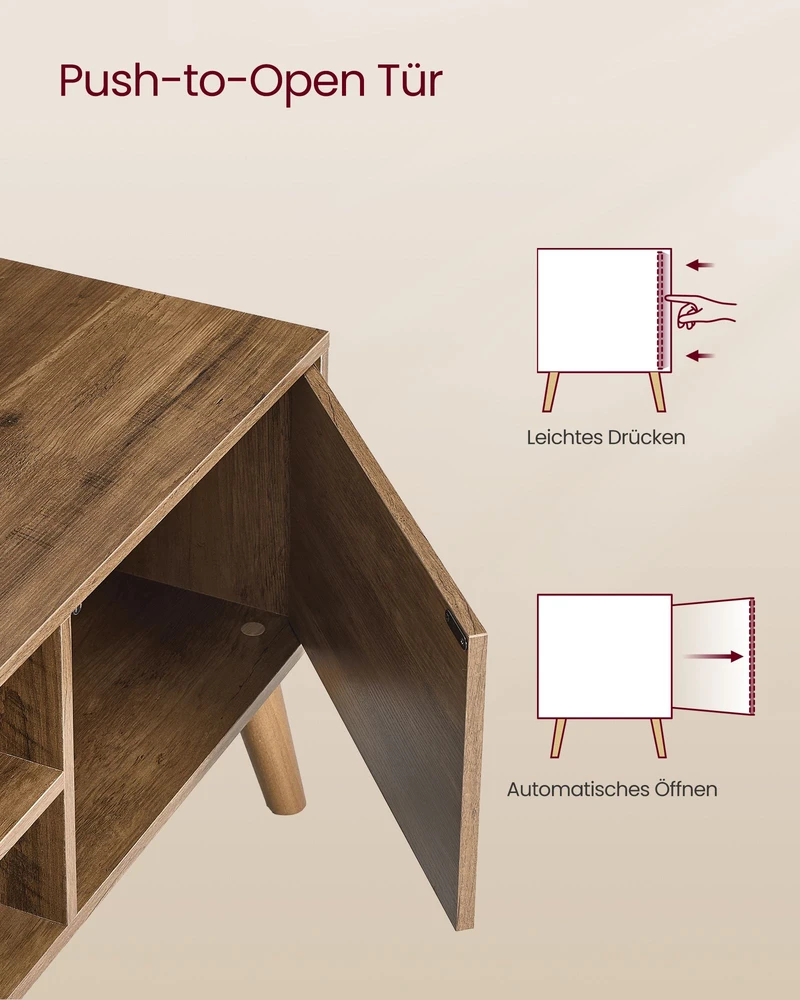 Songmics TV staliukas televizoriams iki 55 col., šiltai rudas, 120 × 40 × 49 cm