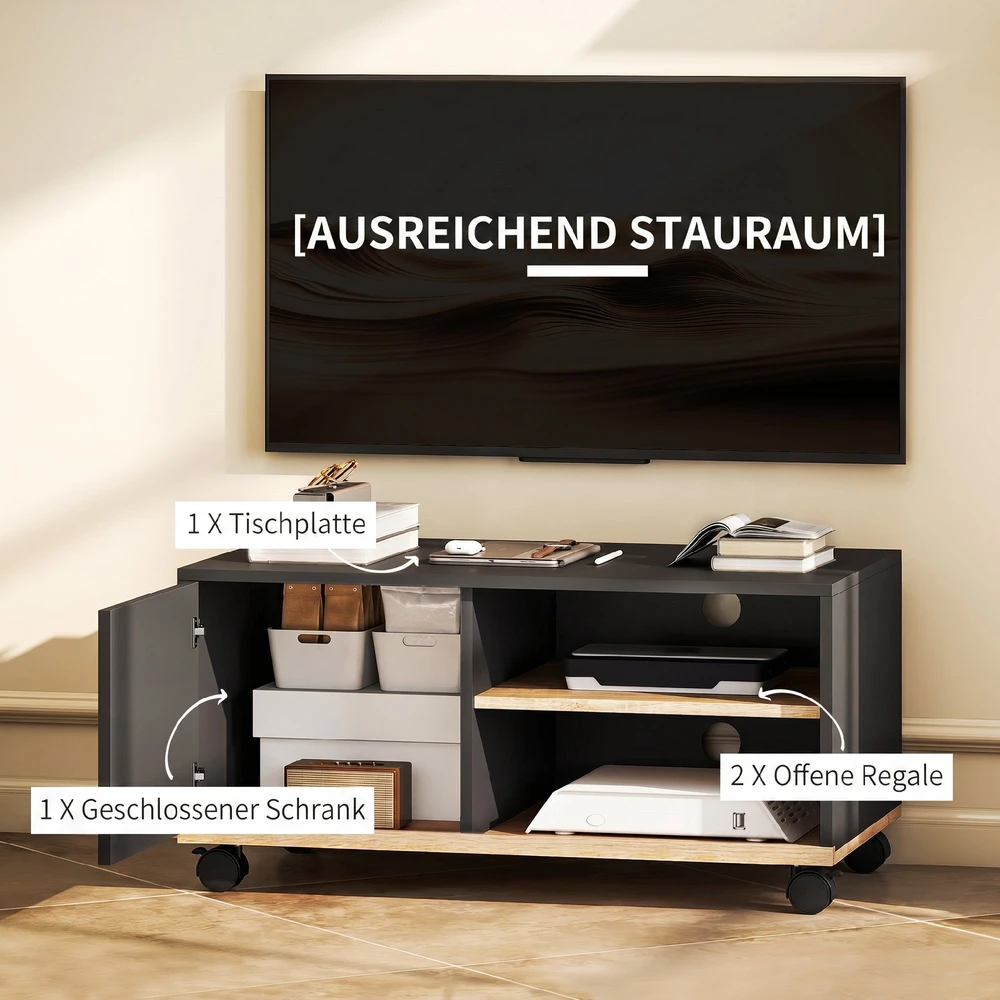 TV staliukas Televizoriaus spintelė juoda/ąžuolo
