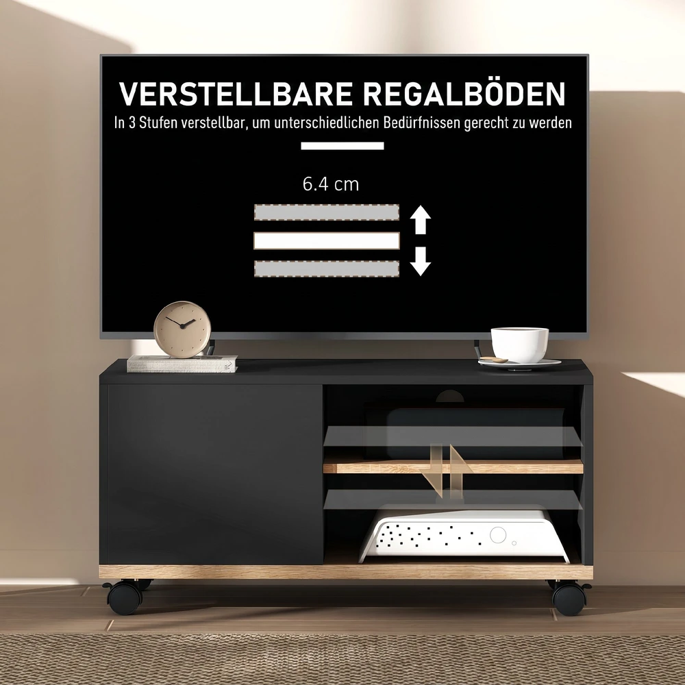 TV staliukas Televizoriaus spintelė juoda/ąžuolo