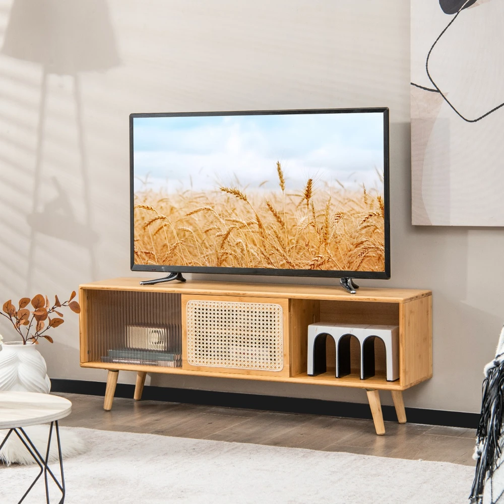 TV staliukas Televizoriaus stovas natūralios spalvos