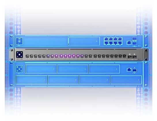 Šakotuvas UBIQUITI USW-Pro-Max-24-PoE komutatorius Etherlighting 8x RJ45 2.5Gbps 16x RJ45 1000Mbps 2x SFP+ L3 400W PoE