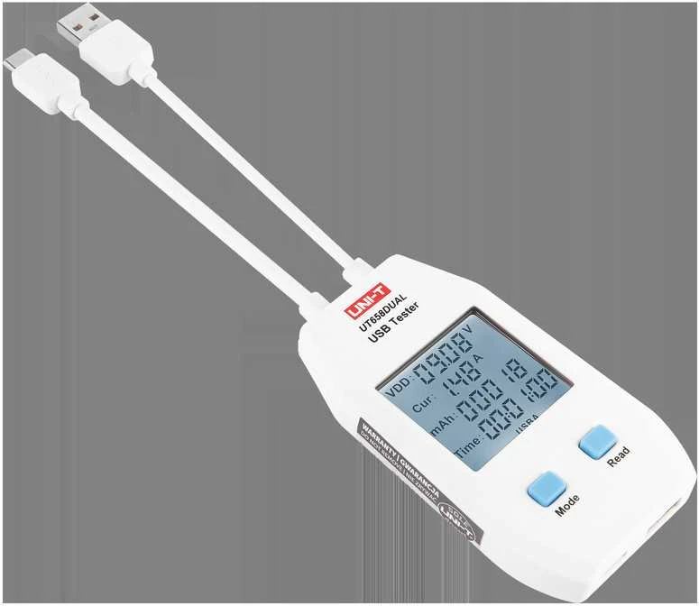 UNI-T UT658 Dual USB USB-C lizdų testeris
