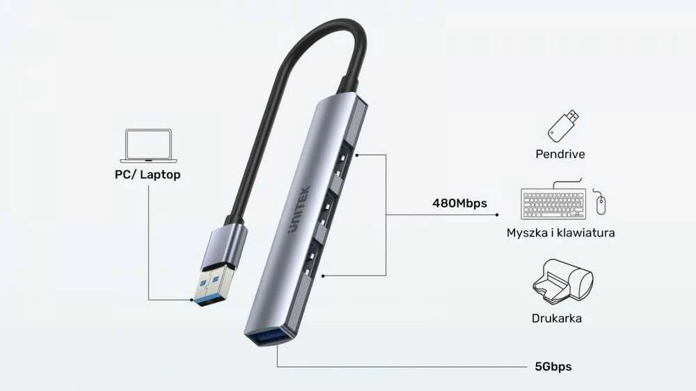 HUB Unitek H1208A USB-A / 3x USB-A 2.0, USB-A 3.0