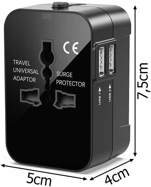 Universalus adapteris su 2 USB jungtimis