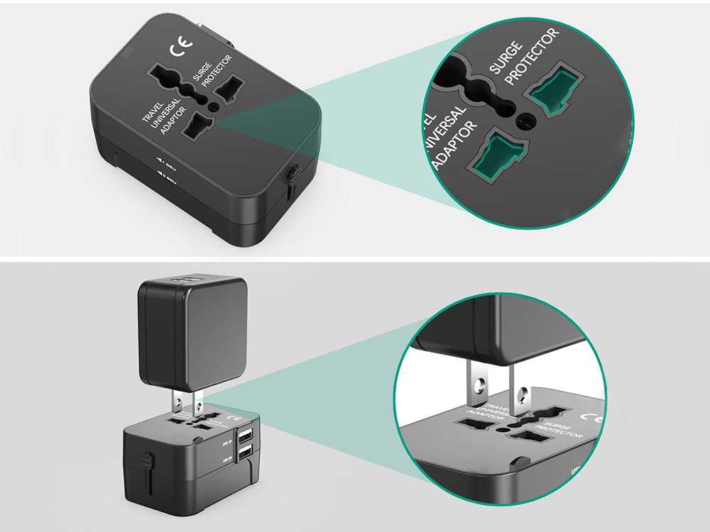 Universalus adapteris su 2 USB jungtimis