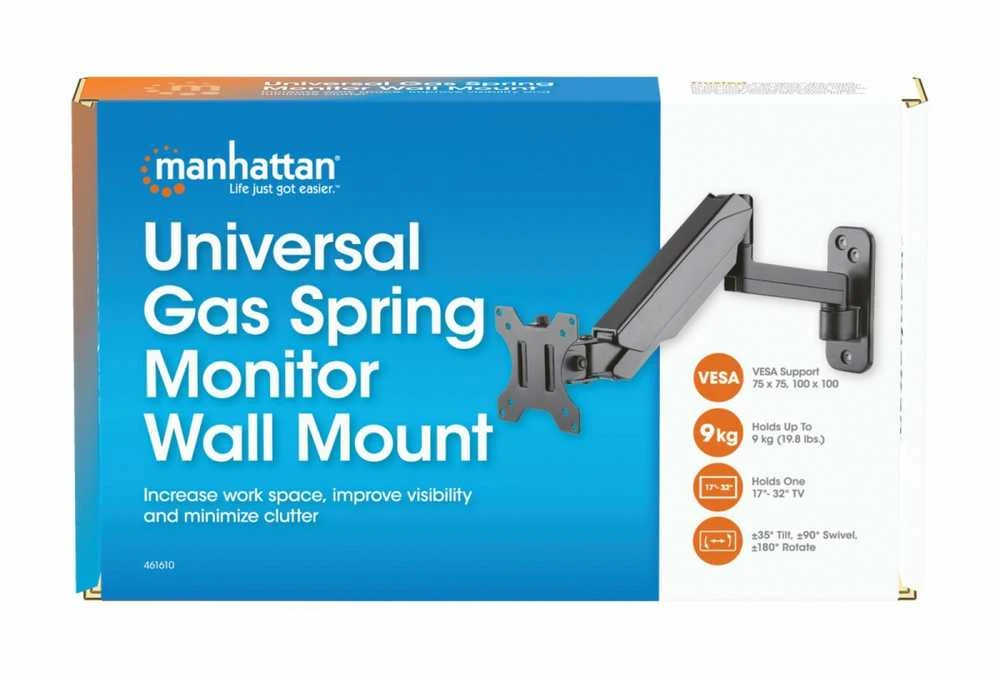 Laikiklis „Intracom MANHATTAN“ universali dujinė spyruoklė „Monitorius“ prie sienos montuojama viena dujinė spyruoklė, sujungta rankena, palaiko vieną 17-32i televizorių arba „Monitorius“ iki 8kg 17,64 svaro