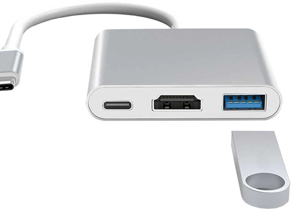 USB-C adapteris 3-in-1 su HDMI ir USB 3.0