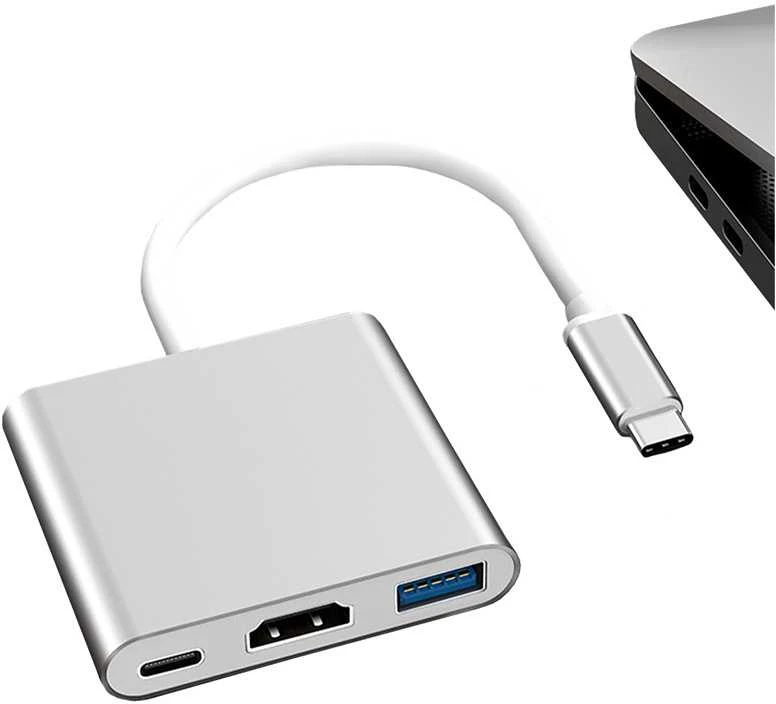 USB-C adapteris 3-in-1 su HDMI ir USB 3.0