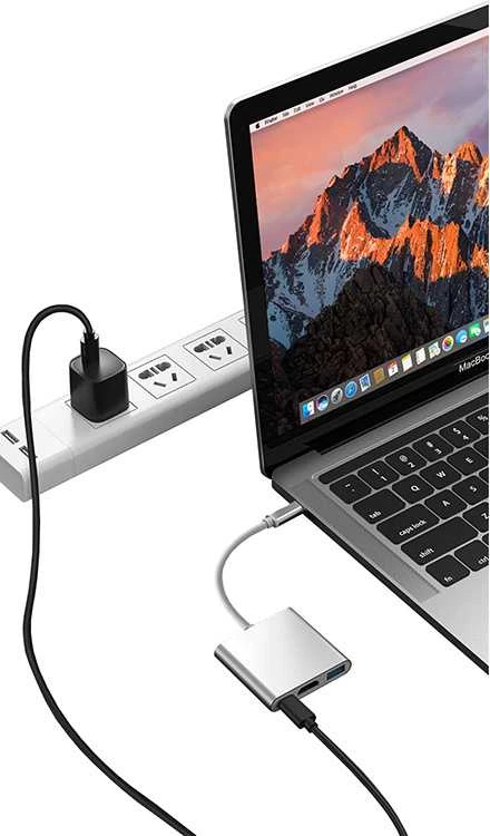 USB-C adapteris 3-in-1 su HDMI ir USB 3.0